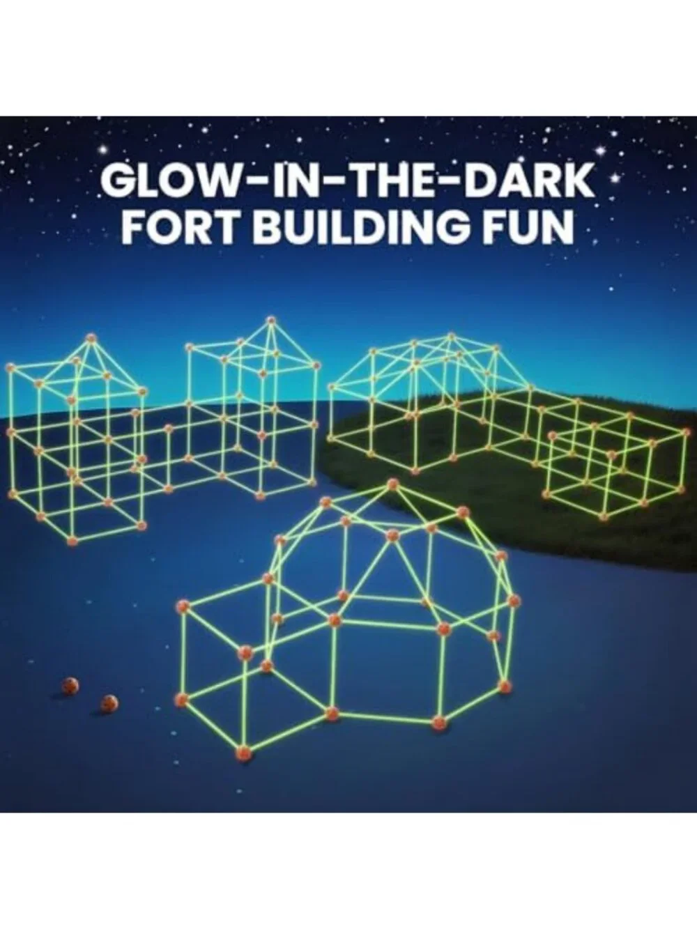 Glow Fort Building Kit for Kids 4-12 | STEM Toy for Creative Play & Imagination